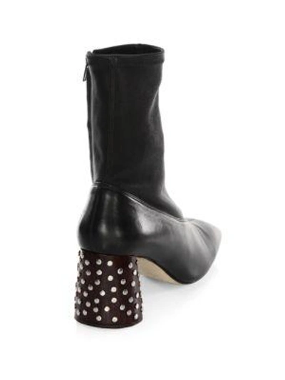Shop Helmut Lang Studded Heel Stretch Leather Booties In Black