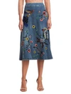 ALICE AND OLIVIA Libbie Embroidered A-Line Skirt