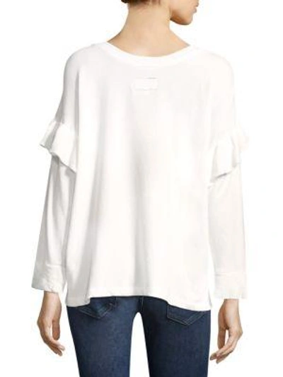Shop Current Elliott Cotton Ruffled Sweatshirt In White