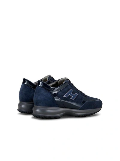 Shop Hogan Interactive In Blue Suede And Patent Leather