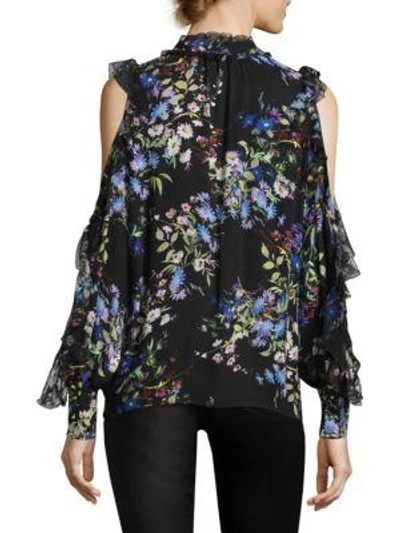 Shop Parker Elana Floral Silk Cold-shoulder Top In Multi