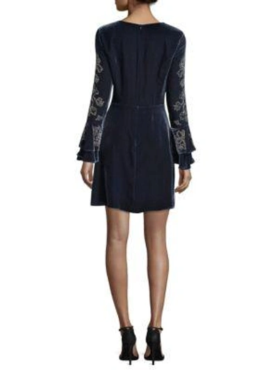 Shop Parker Donatella Bell-sleeve Mini Dress In Blue