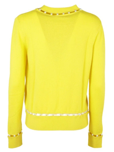Shop Givenchy Pearl Trim Sweater In Giallo