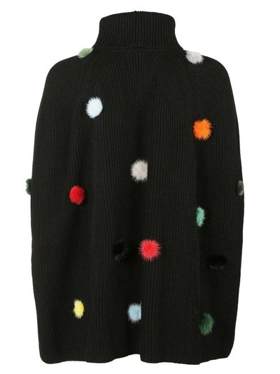 Shop Fendi Cashmere Pompoms Sweater In Nero