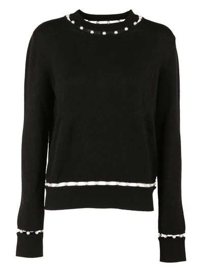 Shop Givenchy Pearl Trim Sweater In Nero