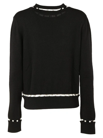 Shop Givenchy Pearl Trim Sweater In Nero