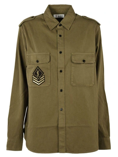 Shop Saint Laurent Military Shirt In Khaki