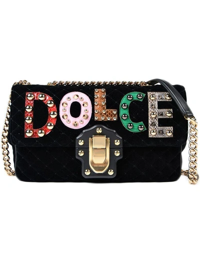 Shop Dolce & Gabbana Applique Lucia Shoulder Bag In Black