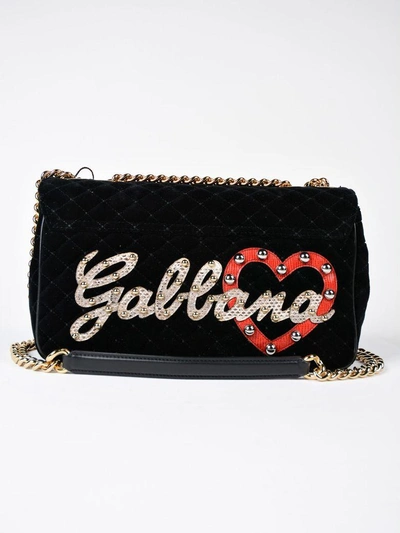 Shop Dolce & Gabbana Applique Lucia Shoulder Bag In Black
