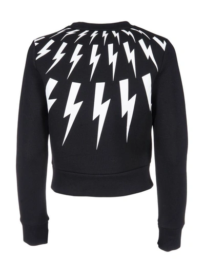 Shop Neil Barrett Lightning Embroidered Sweatshirt In Black-white