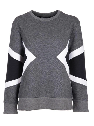 Shop Neil Barrett Geometric Insert Sweatshirt In Slate-black-white