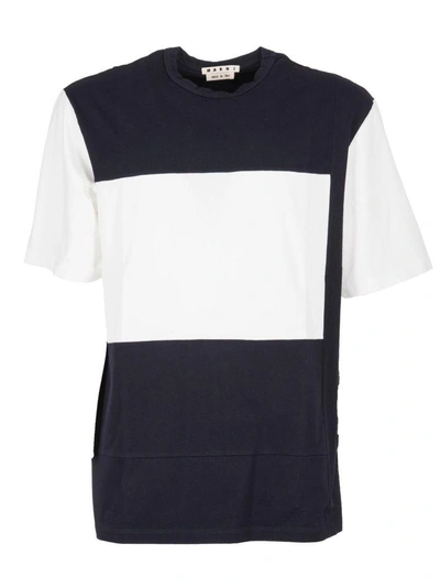 Shop Marni Contrast Panel T-shirt In Blue Navy