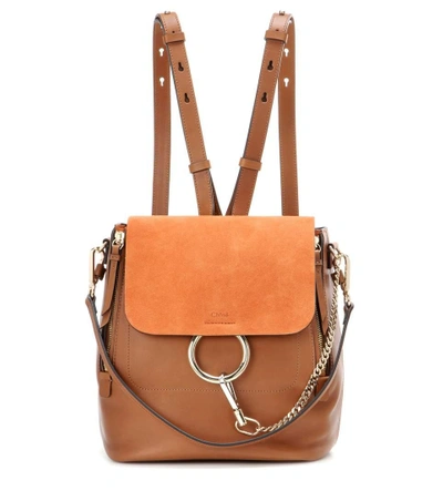 Shop Chloé Faye Leather And Suede Backpack In Brown