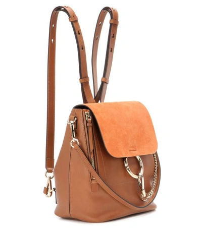 Shop Chloé Faye Leather And Suede Backpack In Brown