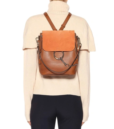 Shop Chloé Faye Leather And Suede Backpack In Brown