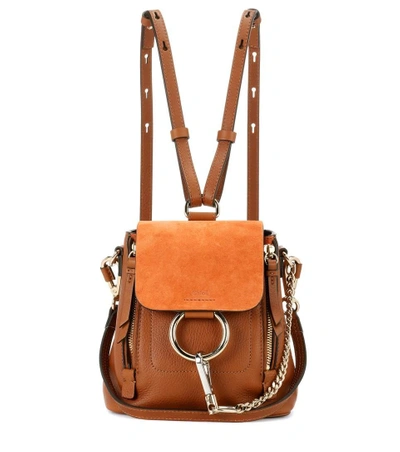 Shop Chloé Faye Mini Leather And Suede Backpack In Brown