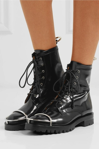 Shop Alexander Wang Lyndon Embellished Leather Ankle Boots In Black
