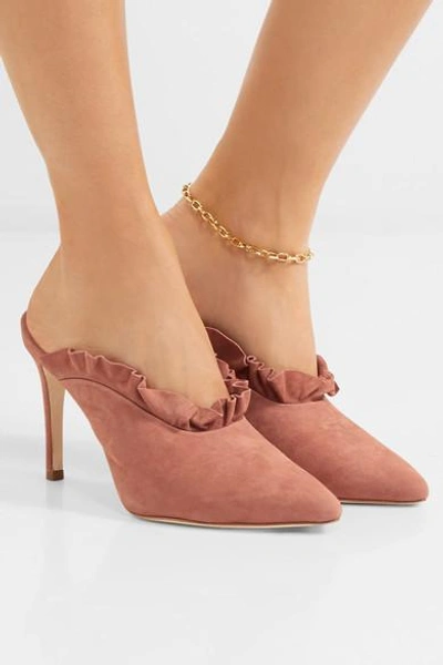 Shop Loeffler Randall Langley Ruffled Suede Mules