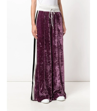 Shop Off-white Purple Wide-leg Velour Sweatpants