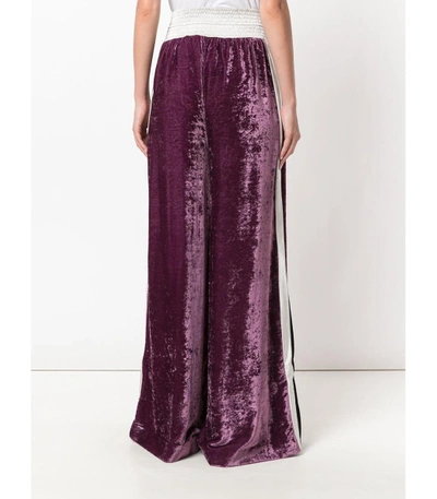 Shop Off-white Purple Wide-leg Velour Sweatpants