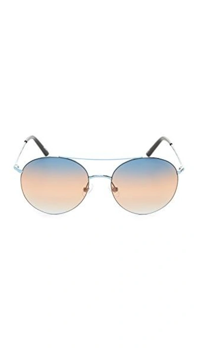 Shop Matthew Williamson Round Aviator Sunglasses In Blue/blue Brown