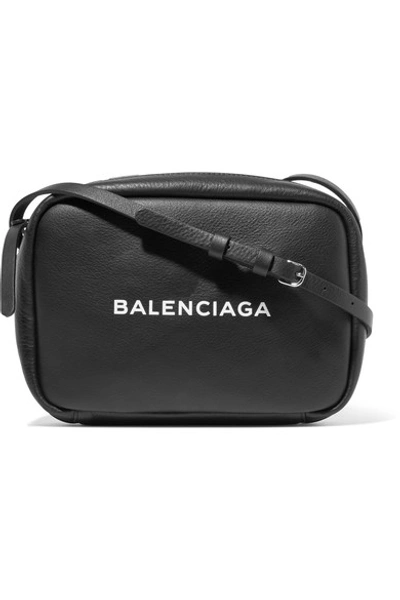 Balenciaga Everyday S Aj Printed Textured-leather Camera Bag In Black