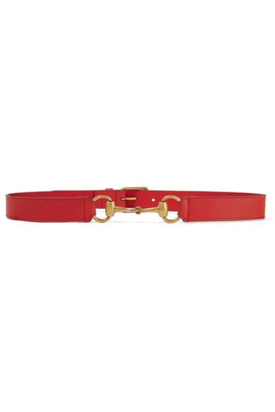 Shop Gucci Horsebit-detailed Leather Belt In Red