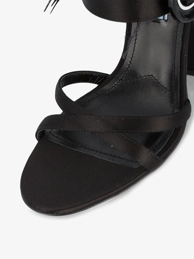 Shop Prada Black Ostrich Feather 110 Leather Sandals