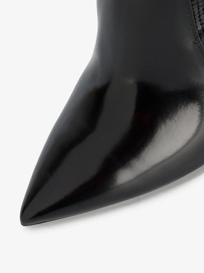 Shop Saint Laurent Black Crystal Niki 110 Leather Boots