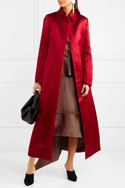 Shop The Row Neyton Silk-satin Coat In Red