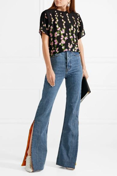 Shop Gucci Floral-jacquard Blouse In Black