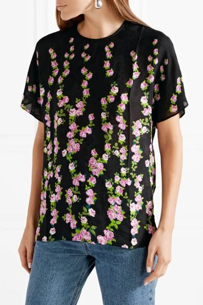 Shop Gucci Floral-jacquard Blouse In Black