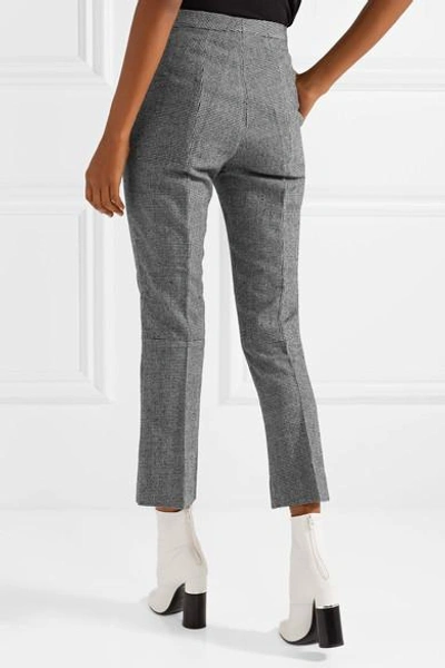 Shop R13 Cropped Houndstooth Wool Flared Pants In Gray