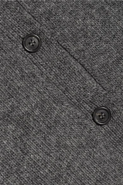 Shop Prada Suede-trimmed Wool And Cashmere-blend Cardigan In Dark Gray