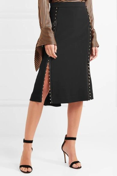 Shop Altuzarra Welkes Embellished Silk Satin-trimmed Crepe Skirt