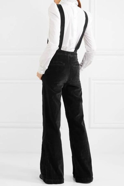 Shop Frame Le Velveteen Cotton-blend Velvet Jumpsuit In Black
