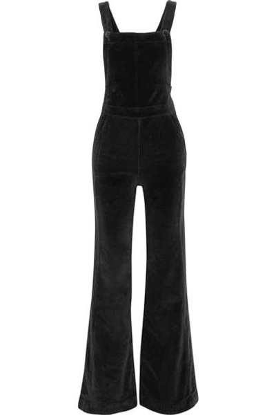 Shop Frame Le Velveteen Cotton-blend Velvet Jumpsuit In Black