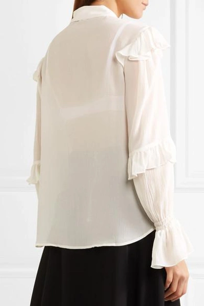 Shop Frame Ruffled Silk-crepon Blouse In White