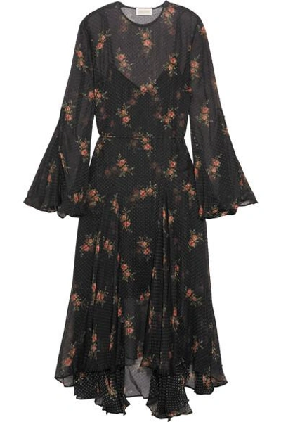 Shop Zimmermann Folly Floral-print Swiss-dot Chiffon Midi Dress