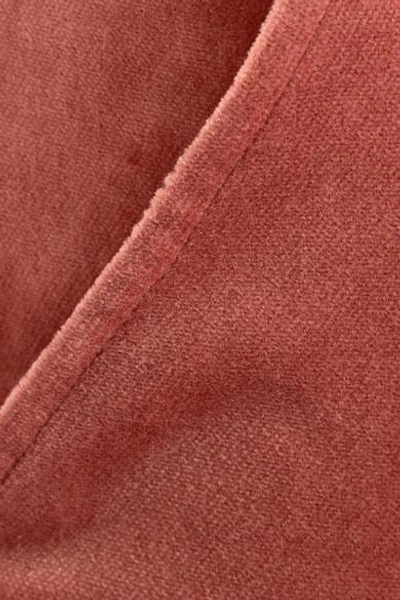 Shop Frame Cropped Cotton-blend Velvet Flared Pants In Brick
