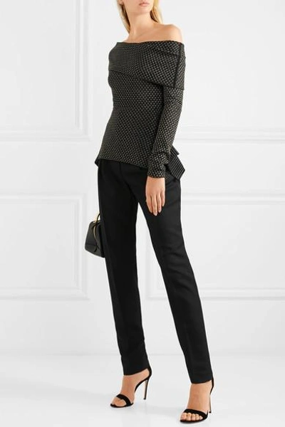 Shop Roland Mouret Ashwell Off-the-shoulder Metallic Wool-blend Sweater