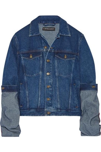 Shop Y/project Oversized Denim Jacket In Mid Denim
