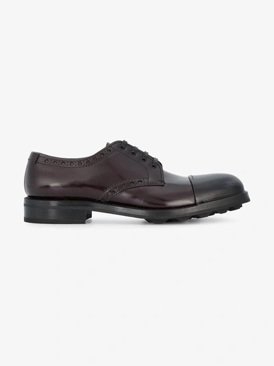 Shop Prada Toe Cap Derby Shoes In Red