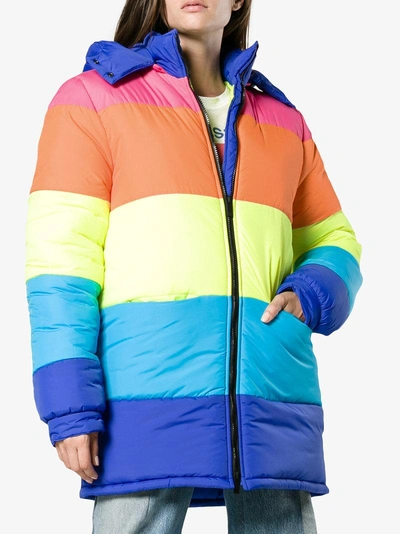 Shop Mira Mikati In The Middle Of Nowhere Stripe Puffer Coat In Multicolour