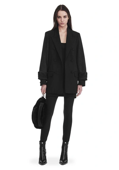 Shop Alexander Wang Single Breasted Blazer With Denim Sleeves In Black