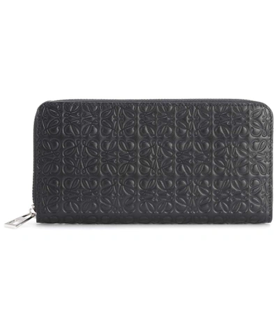 Shop Loewe Zip Around Leather Wallet In Llack