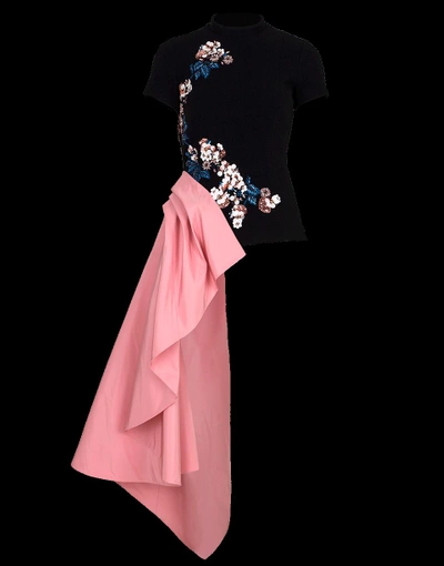 Shop Oscar De La Renta Beaded Top With Sash In Blk-rose