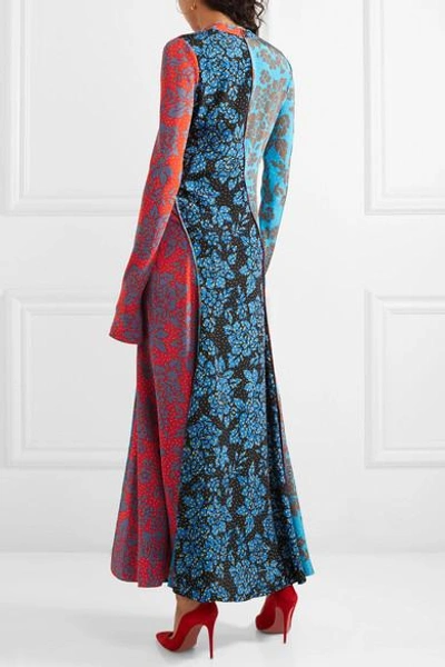 Shop Diane Von Furstenberg Paneled Printed Silk Maxi Dress In Blue