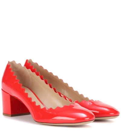 Chloé Lauren Patent Leather Pumps In Red