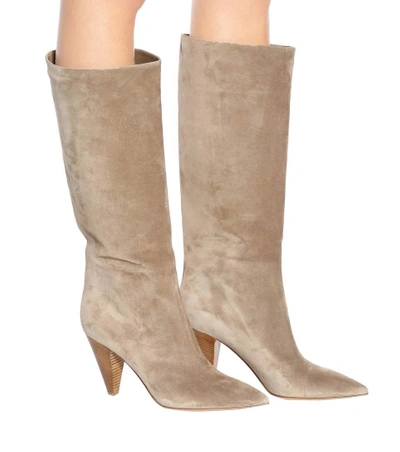 Shop Gianvito Rossi Kelsey Suede Boots In Beige